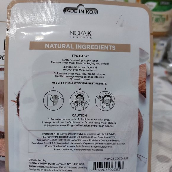 K Beauty FIRMING Coconut Facial Sheet Masks - 6 PIECES - Picture 2 of 2